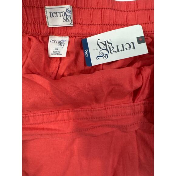 TERRA & SKY Cora Orange Soft Shorts W/Trim Elastic Back, Waist Pockets -Size: 5X - Picture 5 of 5